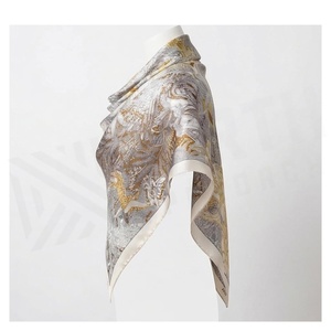 NORTH APPROACH Foulard carré en soie pour femme, imprimé floral, élégant, multifonctionnel, accessoire de mode toutes saisons - Product Image 3