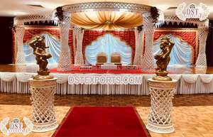 Mandap de Boda con Temática Indo-Occidental, Manavarai Mandap, Gran Mandap de Boda Malayo con Gopuram Superior, Conjunto de Mandap de Boda de Metal de Diseño NZ - Product Image 5