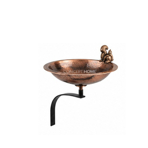 Bebedero para Pájaros de Cobre para Montar en la Pared con Adorno de Rana, Acabado Cepillado, Decoración Tradicional para Jardín Exterior - Product Image 2
