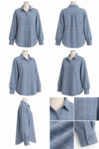 Camisa de Seda 100% para Mujer, Lisa, con Mangas Largas, Bolsillo en el Pecho, Corte Regular, Blusa con Botones para Oficina, Uso Diario, Estilo Vintage, para Todas las Temporadas - Product Image 6