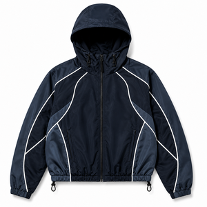 Conjunto Deportivo Reflectante de Dos Piezas con Diseño Colorblock Inspirado en las Carreras, Chaqueta con Capucha y Pantalones Holgados, Ropa Urbana Personalizada de Fabricante - Product Image 4