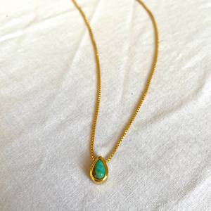 Colgante de Turquesa en Forma de Lágrima, Plata de Ley, Chapado en Oro, Joyería con Piedra Azul, Colgante Hecho a Mano, Proveedor Mayorista - Product Image 3