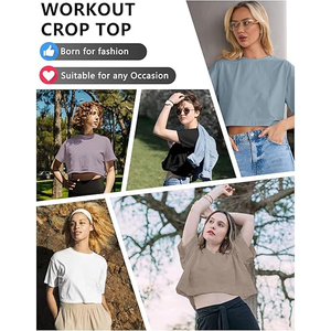 เสื้อยืดครอปโอเวอร์ไซส์สไตล์ลำลองสำหรับผู้หญิง กำลังเป็นที่นิยมในยุโรป ผลิตจากผ้าฝ้าย แฟชั่นทันสมัย รับผลิตแบบ OEM - Product Image 6