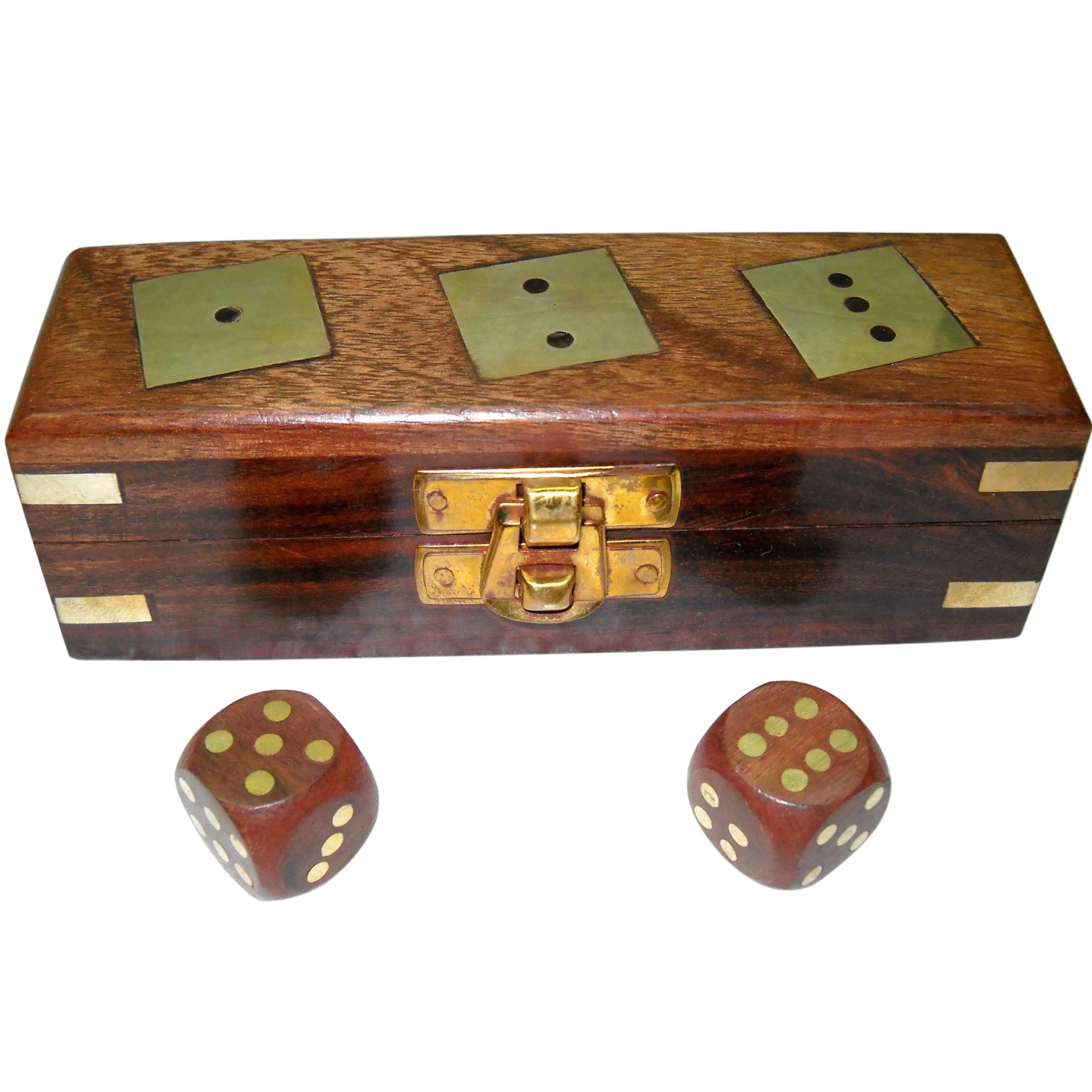 Top Ptoduct giochi di legno forma quadrata dadi scatola di legno lucido Sheesham Design antico oggetto decorativo per la casa di alta qualità