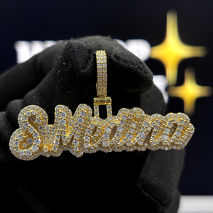 Colgante Personalizado con Nombre, Plata de Ley 925, Chapado en Oro, Moissanita VVS, Letra Escrita Estilo Hip Hop, Collar con Dije - Product Image 1