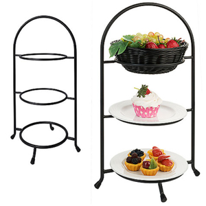 Moderno Soporte Metálico de 3 Niveles para Pasteles con Platos Blancos para Exhibición de Postres, Uso en Interiores, Diseño Independiente con Recubrimiento en Polvo Antioxidante - Product Image 5