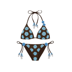 Conjunto de Bikini de Lujo al por Mayor con Cuentas Florales Rosas, Escote Halter, Ecológico, de Alta Calidad, Traje de Baño Bordado de Lujo Personalizado - Product Image 3