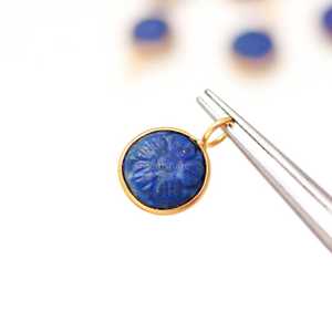 Natural Lapis Lazuli Flower Pendant 925 Sterling <b>Silver</b> Hand Carved Gemstone Charm Lapis Lazuli Stone Pendant For Jewelry Making - Product Image 4