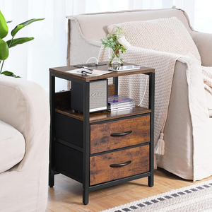 Wholesale Price Wooden Cabinet <b>with</b> Metal Frame <b>Side</b> <b>Tables</b> 2 Tier Storage Cabinet for Living Room, <b>Drawing</b> Room, Office - Product Image 1