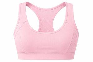Women's Light <b>Blue</b> Racerback Sports <b>Bra</b> Scoop Neck Mesh Breathable High Support Yoga Eco-Friendly Quick Dry Seamless Solid Style - Product Image 3