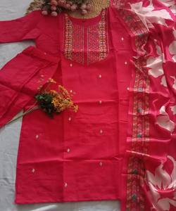 Ensemble haut-bas et dupatta en coton slub imprimé fantaisie, style festif, dernière collection de créateur, séchage rapide, taille unique, prix de gros, vêtement ethnique - Product Image 4