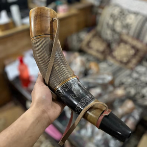 แตรวิคกิ้งยุคกลาง แตรต่อสู้ แตรเป่าขัดเงา ขนาด 16 นิ้ว แตรธรรมชาติรักษ์โลก สำหรับล่าสัตว์ ปรับแต่งได้ - Product Image 1