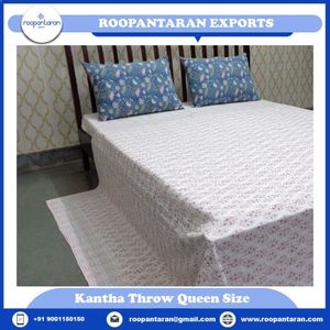 Luxury Cotton Sanganer Kantha Queen Size Throws Hand Block Printed Large Width Handmade Indian <b>Quilt</b> <b>Bedding</b> Home Textile - Product Image 2