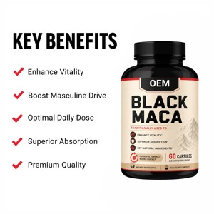 Capsules d'extrait de racine de Maca noire péruvienne OEM ODM 500mg, complément premium de Lepidium Meyenii pour hommes et femmes, poudre de Maca pure - Product Image 4