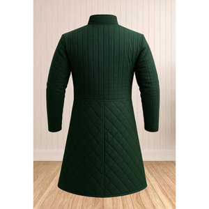 Green Quilted Medieval Gambeson Padded <b>Jacket</b> Men Larp Cosplay Costume Winter Long Coat Knight Renaissance Outwear - Product Image 3