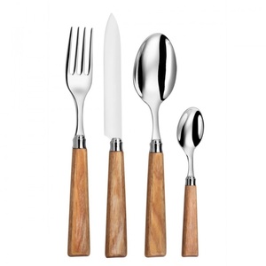 Ensemble de couverts décoratifs modernes de grande qualité en acier inoxydable avec manches en bois pour la maison, la cuisine et les restaurants - Product Image 6