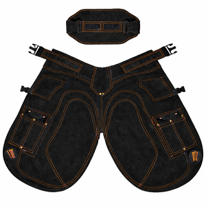 Delantal de Herrador Profesional de Primera Calidad, Totalmente Negro, con Pantalones Largos, Estilo Inglés, Duradero, de Cuero Genuino y Tela, con Cierre de Hebilla - Product Image 1