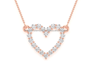 Collar con Colgante de Corazón Abierto, Diseño Clásico, Diamante Cultivado en Laboratorio, Oro Real de 10K, Joyería Fina de Lujo, Hecho a Mano, para Mujer - Product Image 6