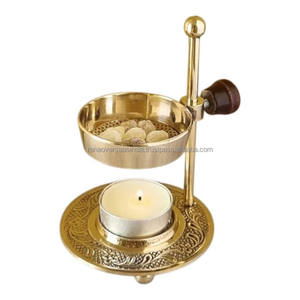 Quemador de incienso de resina ajustable de latón con aspecto antiguo, sin carbón, para Bakhoor y Dhoop, ideal para Pooja y Spa - Product Image 1
