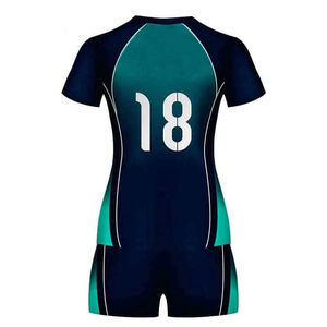 Ensemble d'uniformes de volley-ball d'été personnalisés unisexes pour adultes, sublimés, 100 % polyester, maillot respirant en maille, short à taille élastique, col en V - Product Image 2