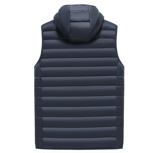 Gilet matelassé à capuche pour homme, noir, sans manches, avec fermeture éclair, décontracté, été, écologique, imperméable, chauffant, coupe ajustée - Product Image 2