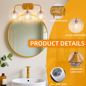 COMBO Modern Indoor Gold Glass Ball <b>Wall</b> Lamp E26 Dimmable <b>with</b> 3000K/4000K/6000K Color Temp LED and 3-Year Warranty - Product Image 4