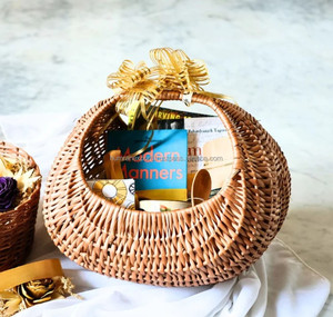 Luxurious Handcrafted Bamboo <b>Wood</b> Storage <b>Basket</b> with Hanging Design for Organizing Books Towels Small Household Items - Product Image 2