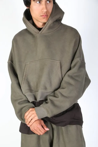 เสื้อฮู้ดโอเวอร์ไซส์ผู้ชาย ผ้าฝ้าย 100% เฟรนช์เทอร์รี่ ล้างสีแบบแอซิดวอช เป็นมิตรกับสิ่งแวดล้อม เสื้อผ้าลำลองสำหรับฤดูหนาว ระบายอากาศได้ดี ผ้าถัก - Product Image 5