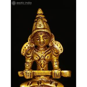 Petite statue d'Annapurna Devi de 2 pouces en laiton fabriquée à la main en Inde - Product Image 3