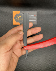 RTS Professional <b>Men</b> Face Antique Black Folding ABS Plastic Handle Stainless Steel Manual Straight <b>Razor</b> Single Blade - Product Image 4