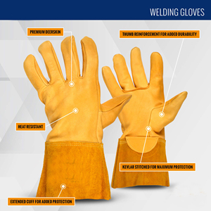 Guantes de Soldadura de Primera Calidad con Logotipo, de Piel de Cabra, Forro de Algodón, Ecológicos, Protección Contra Salpicaduras de Metal Fundido para Exteriores - Product Image 4