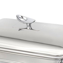 Plat de service ovale moderne en acier inoxydable, écologique et durable, avec couvercle et support à combustible, pour buffet, maintien au chaud des aliments, usage professionnel en restauration, Ramadan - Product Image 5