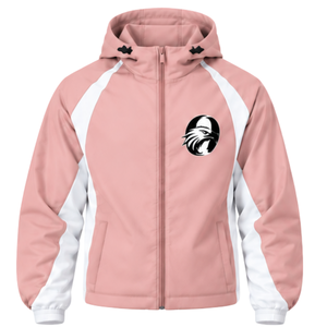 <b>Pink</b> White Panel Hooded <b>Jacket</b> Full Zip Custom Athletic Windbreaker Lightweight Training Sportswear Outdoor Teamwear <b>Jacket</b> - Product Image 1