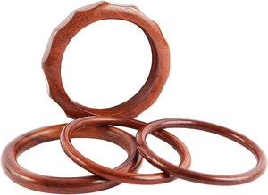 Wooden <b>Bangle</b> Set Handmade Natural Large <b>Bangles</b> Round DIY Natural Wooden Chunky Bracelet Simple <b>Engraved</b> Geometric - Product Image 2