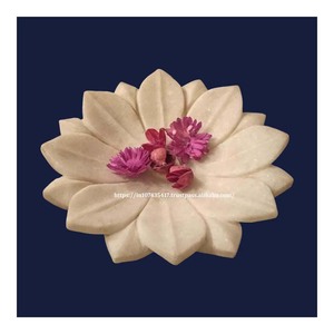 Bols décoratifs de fruits en pierre blanche Lotus Bowl de luxe modernes fabriqués à la main pour cadeau de table centrale - Product Image 2