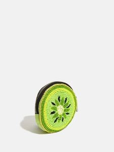 Porte-monnaie rond perlé en forme de tranches de kiwi vert, pochette zippée en perles de rocaille, vente en gros B2B, fournisseur exportateur - Product Image 1