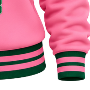 <b>Pink</b> Women Ribbed Crewneck Pullover Sweatshirt Embroidered Graphic Letter <b>Long</b> <b>Sleeve</b> Casual Sorority Style Knit <b>Top</b> - Product Image 4