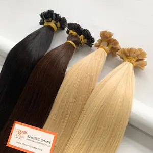 Gran oferta, extensión de cabello humano real ruso, cabello de punta plana, extensiones de cabello preadheridas Remy hechas a máquina