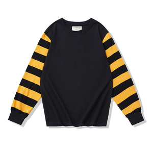 Camiseta Personalizada de Manga Larga a Rayas para Hombre, Cuello Redondo, Algodón, Estilo Casual Urbano, Fabricante OEM ODM, Venta al Por Mayor - Product Image 2