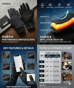Gants d'hiver à compression Maktra Premium – Poignée antidérapante en silicone, gants de sport haute sensibilité pour la course et le cyclisme - Product Image 3