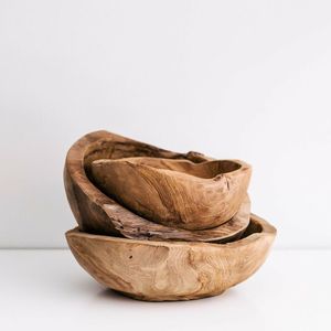 Bol de service rustique en bois artisanal, bol à salade en bois dur naturel, plat de service pour la cuisine, vaisselle décorative - Product Image 2