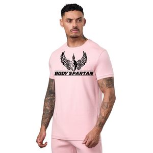 Men’s Light Pink Graphic Print T Shirt Crew Neck Short Sleeve <b>Athletic</b> Gym Workout Training Casual Sportswear Activewear Tee - Product Image 1