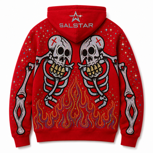 Men's <b>Gothic</b> Skeleton Graphic Red Hoodie <b>Jacket</b> Custom Printed Zip Up Hoodie Streetwear Casual Fashion Hooded <b>Jacket</b> - Product Image 5