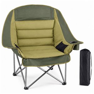 Chaise de camping robuste et surdimensionnée, capacité de 500 lb, siège pliable d'extérieur avec porte-gobelet et poches latérales, portable pour usage au bureau - Product Image 1