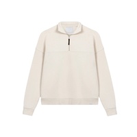 Sweat-shirt personnalisé de couleur Beige et marine pour hommes, col montant, fermeture à glissière, pull en molleton de coton, impression de Logo personnalisée, 1/4