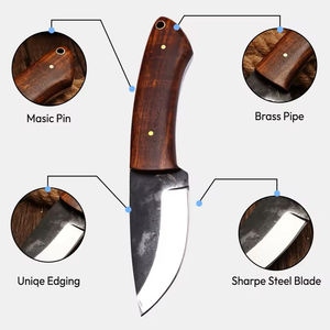 Cuchillo Skinner de Acero de Damasco Personalizable OEM de Alta Calidad con Mango de Madera y Funda de Cuero - Regalo Perfecto para Camping y Caza - Product Image 3