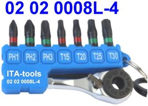 Jeu de 8 embouts à anneaux colorés (1/4"H) x 65 mmL (finition phosphate de manganèse noir) avec porte-clés - Product Image 5