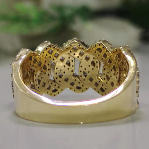 Baguette and Round Cut Moissanite Diamond Cuban Link Chain <b>Ring</b> for Men Engagement Iced Wedding Band <b>925</b> Sterling <b>Silver</b> Jewelry - Product Image 6