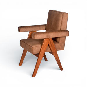 Sillón Tapizado de Estilo Moderno para Sala de Estar, con Patas en V de Madera Maciza y Tela de Terciopelo, para Uso en Hoteles, Villas y Exteriores - Product Image 5