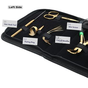 Juego de herramientas profesionales para extensiones de cabello negro con alicates de crimpado de microperlas, tijeras, alicates para extensiones de cinta, herramienta de enhebrado de bucles y ganchos, y clips. - Product Image 3